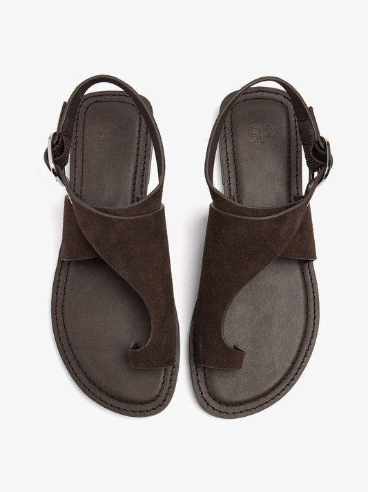 Leather Flat Sandals With Crossed Strap