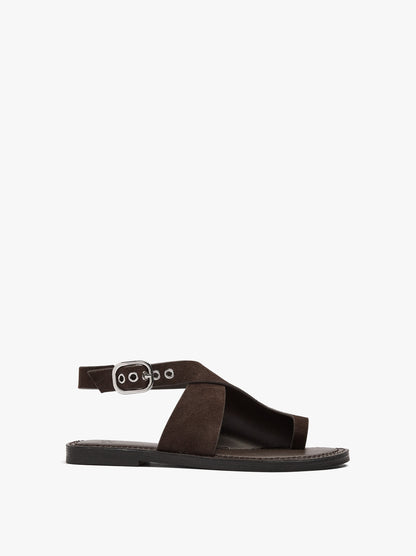 Leather Flat Sandals With Crossed Strap