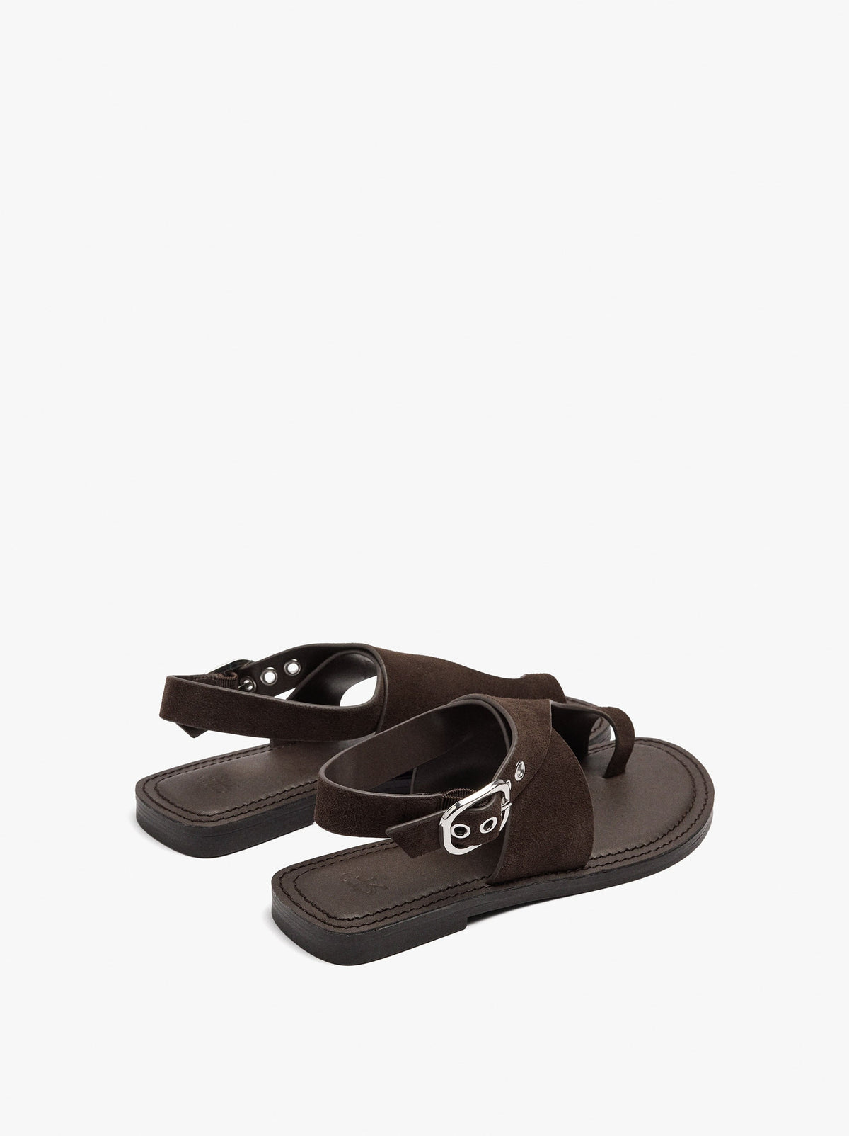 Leather Flat Sandals With Crossed Strap