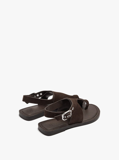 Leather Flat Sandals With Crossed Strap