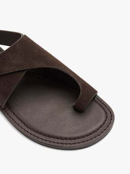 Leather Flat Sandals With Crossed Strap