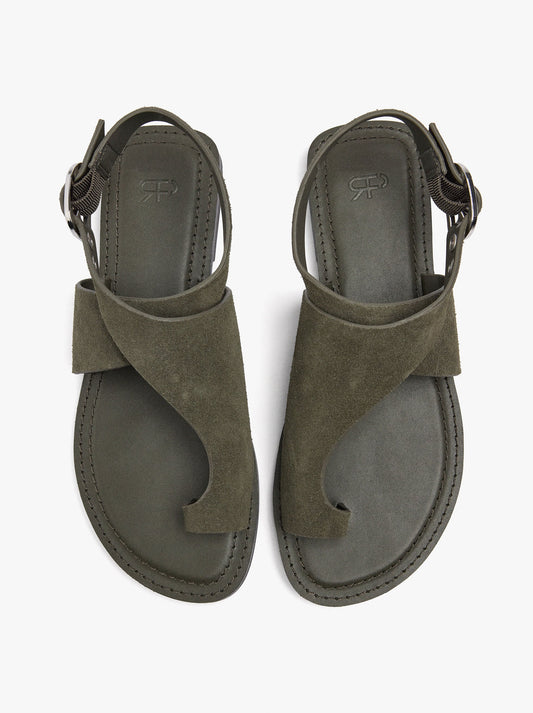 Leather Flat Sandals With Crossed Strap