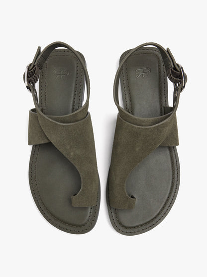 Leather Flat Sandals With Crossed Strap