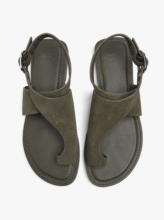 Leather Flat Sandals With Crossed Strap