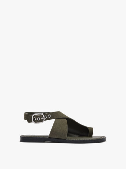 Leather Flat Sandals With Crossed Strap