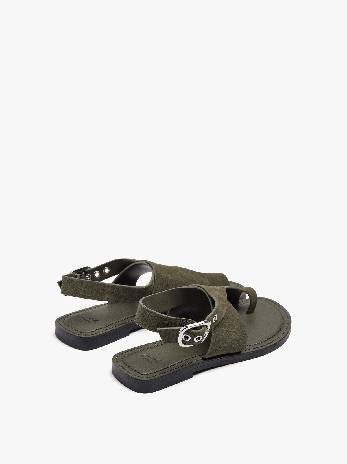 Leather Flat Sandals With Crossed Strap