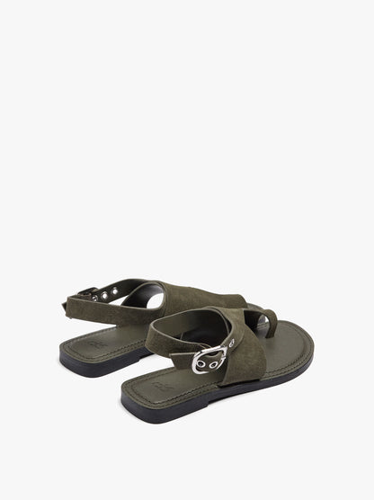 Leather Flat Sandals With Crossed Strap