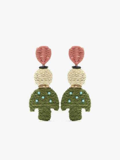 Maxi Earrings And Raffia And Resin