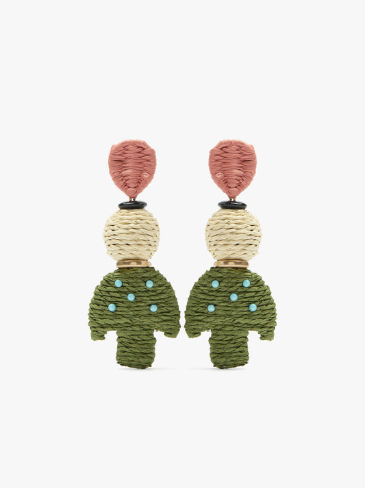 Maxi Earrings And Raffia And Resin