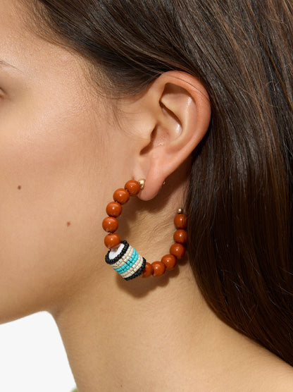 Open Hoop Earrings With Beads And Beads
