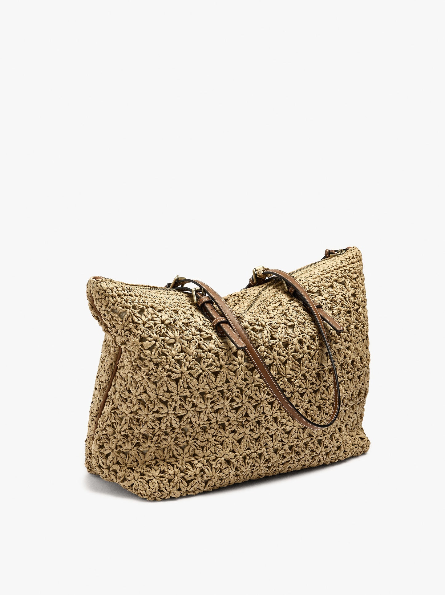Shopper Bag With Paper Straw Effect And Pendant