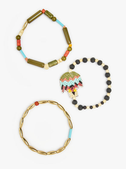 Set Of Bracelets With Beads And Beads