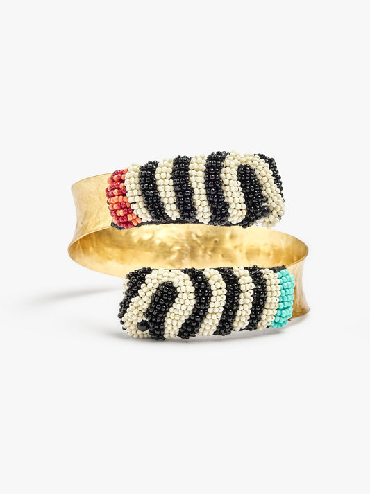 Rigid Crossed Bracelet With Beads