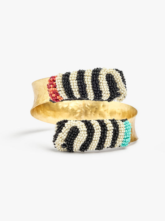 Rigid Crossed Bracelet With Beads