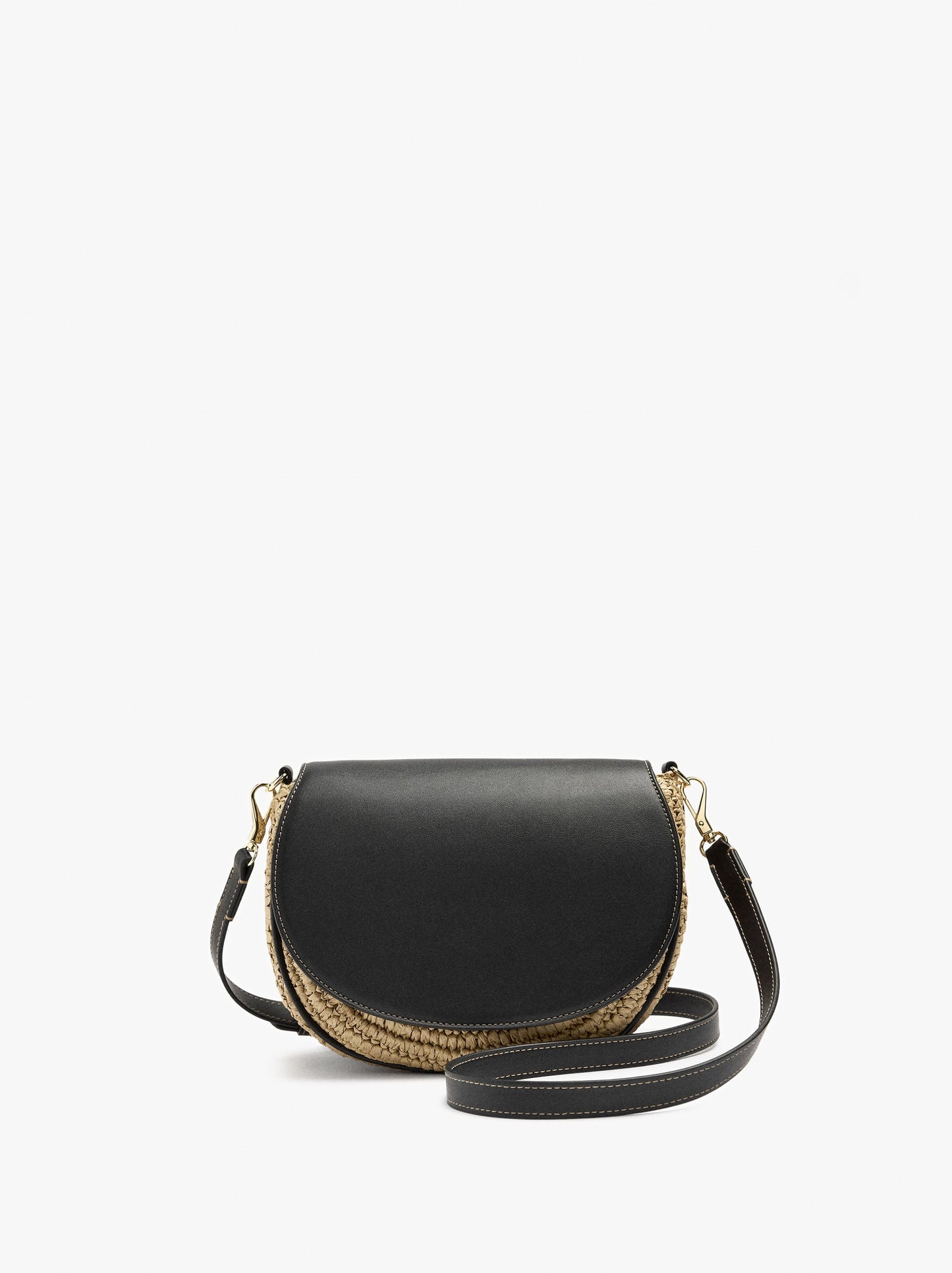 Crossbody Bag With Paper Straw Effect With Flap