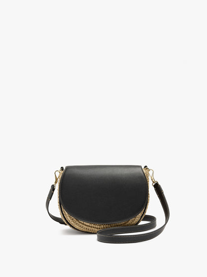 Crossbody Bag With Paper Straw Effect With Flap