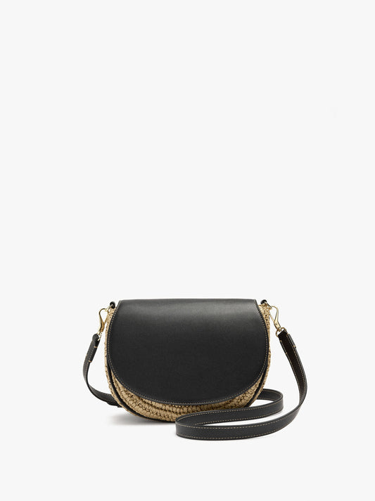 Crossbody Bag With Paper Straw Effect With Flap