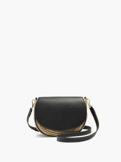 Crossbody Bag With Paper Straw Effect With Flap