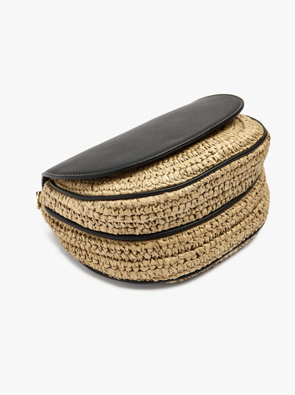 Crossbody Bag With Paper Straw Effect With Flap