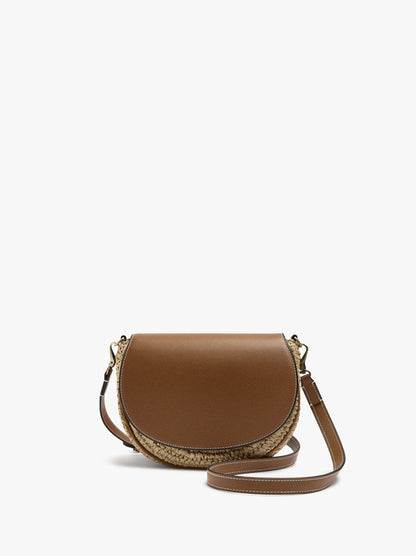Crossbody Bag With Paper Straw Effect With Flap