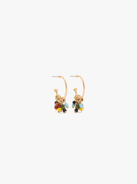 Open Hoop Earrings With Multicolor Beads