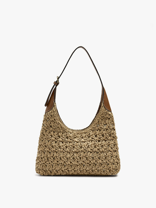 Shoulder Bag With Paper Straw Effect