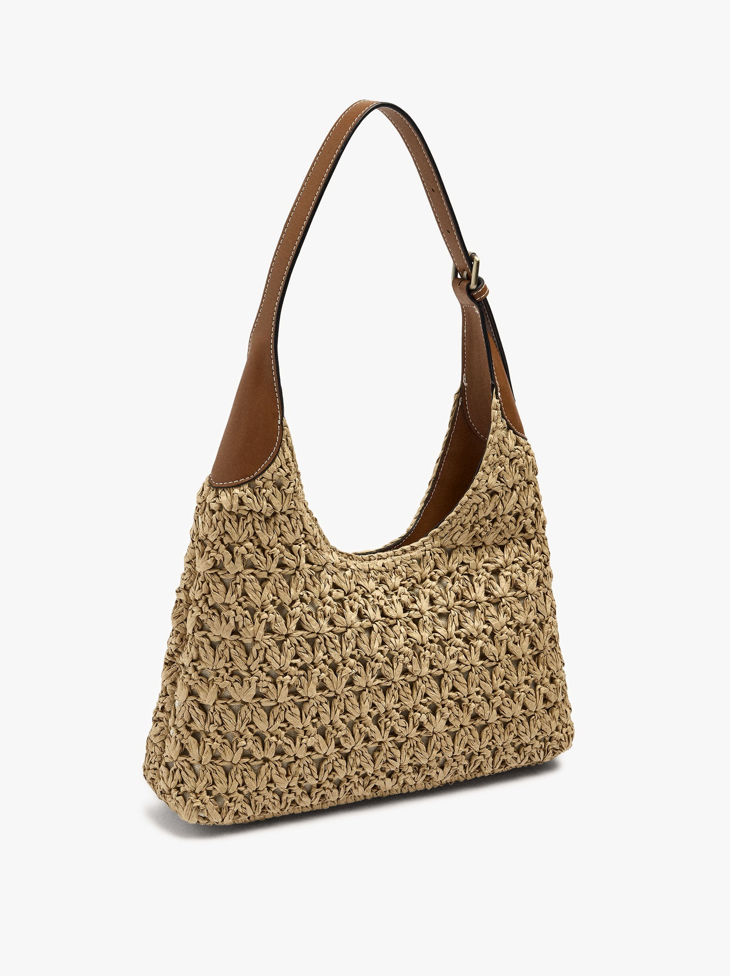 Shoulder Bag With Paper Straw Effect