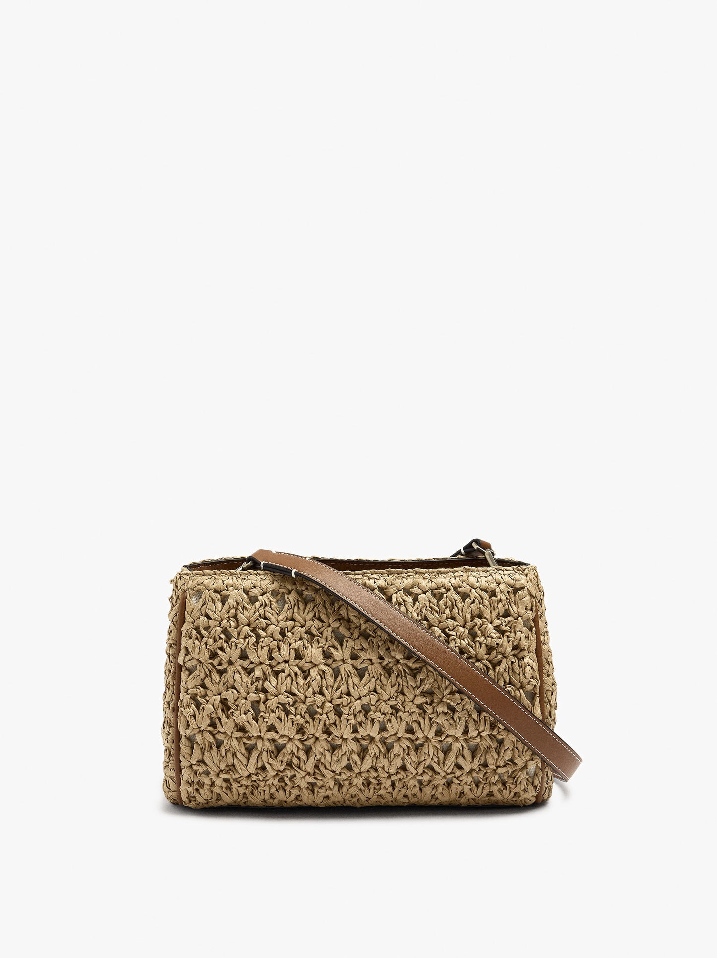 Paper Straw Effect Double Crossbody Bag