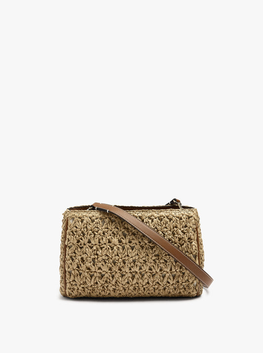 Paper Straw Effect Double Crossbody Bag
