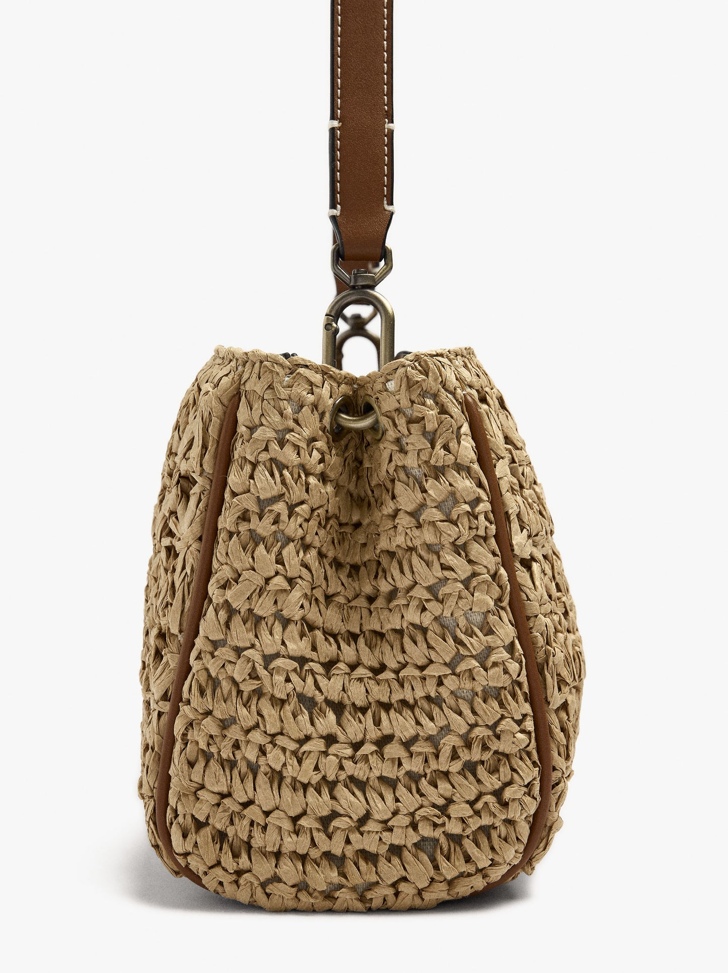 Paper Straw Effect Double Crossbody Bag