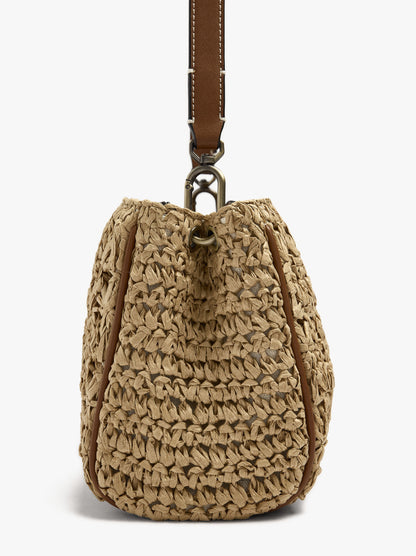 Paper Straw Effect Double Crossbody Bag