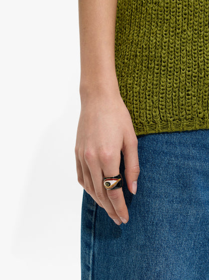 Wide Eye Ring With Enamel