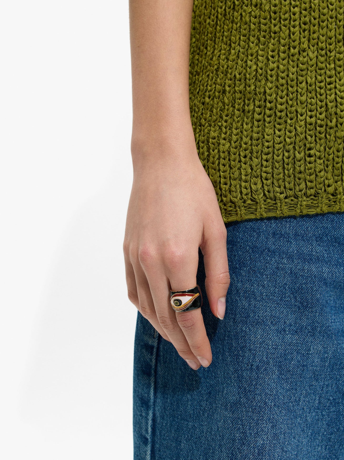 Wide Eye Ring With Enamel