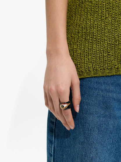 Wide Eye Ring With Enamel