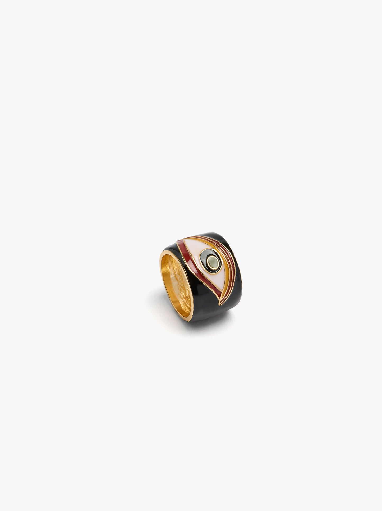 Wide Eye Ring With Enamel