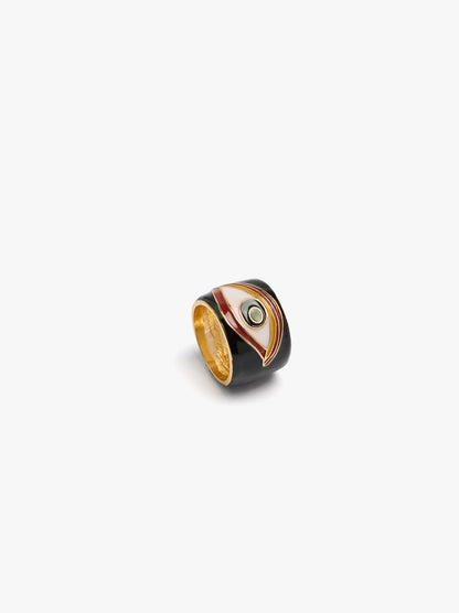 Wide Eye Ring With Enamel