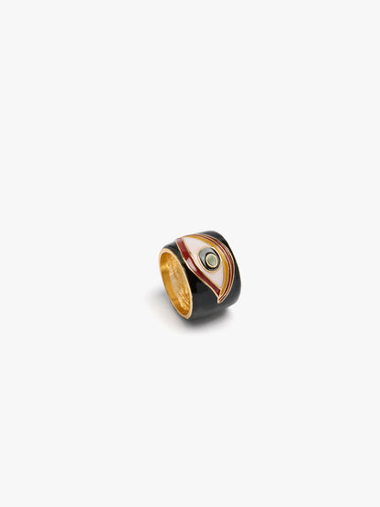 Wide Eye Ring With Enamel
