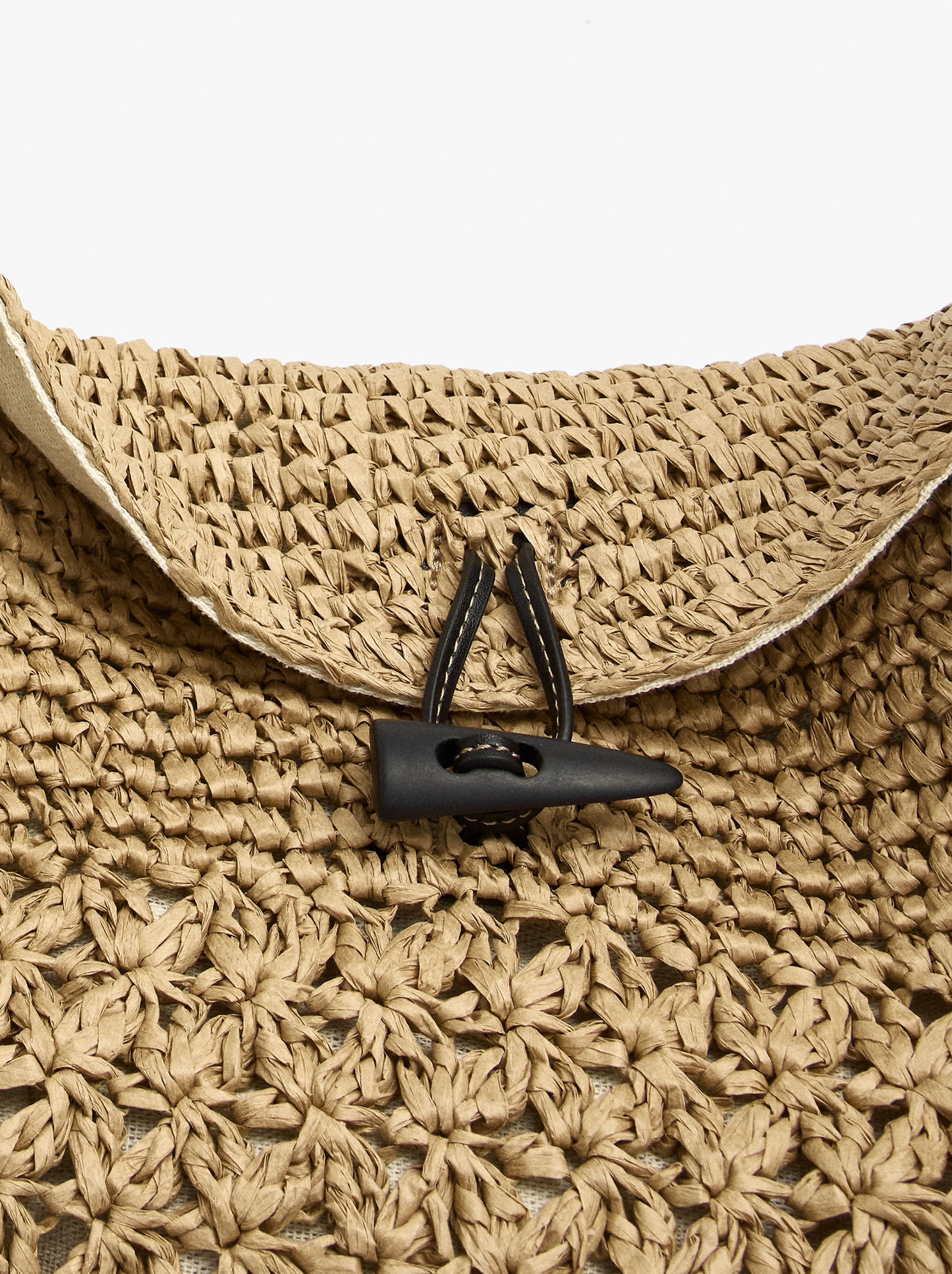 Shoulder Bag With Paper Straw Effect With Flap