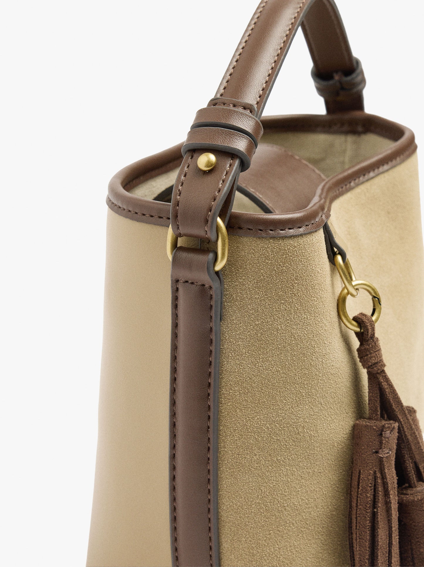 Bucket Bag With Leather Details With Pendant