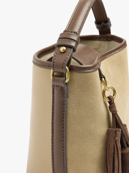 Bucket Bag With Leather Details With Pendant
