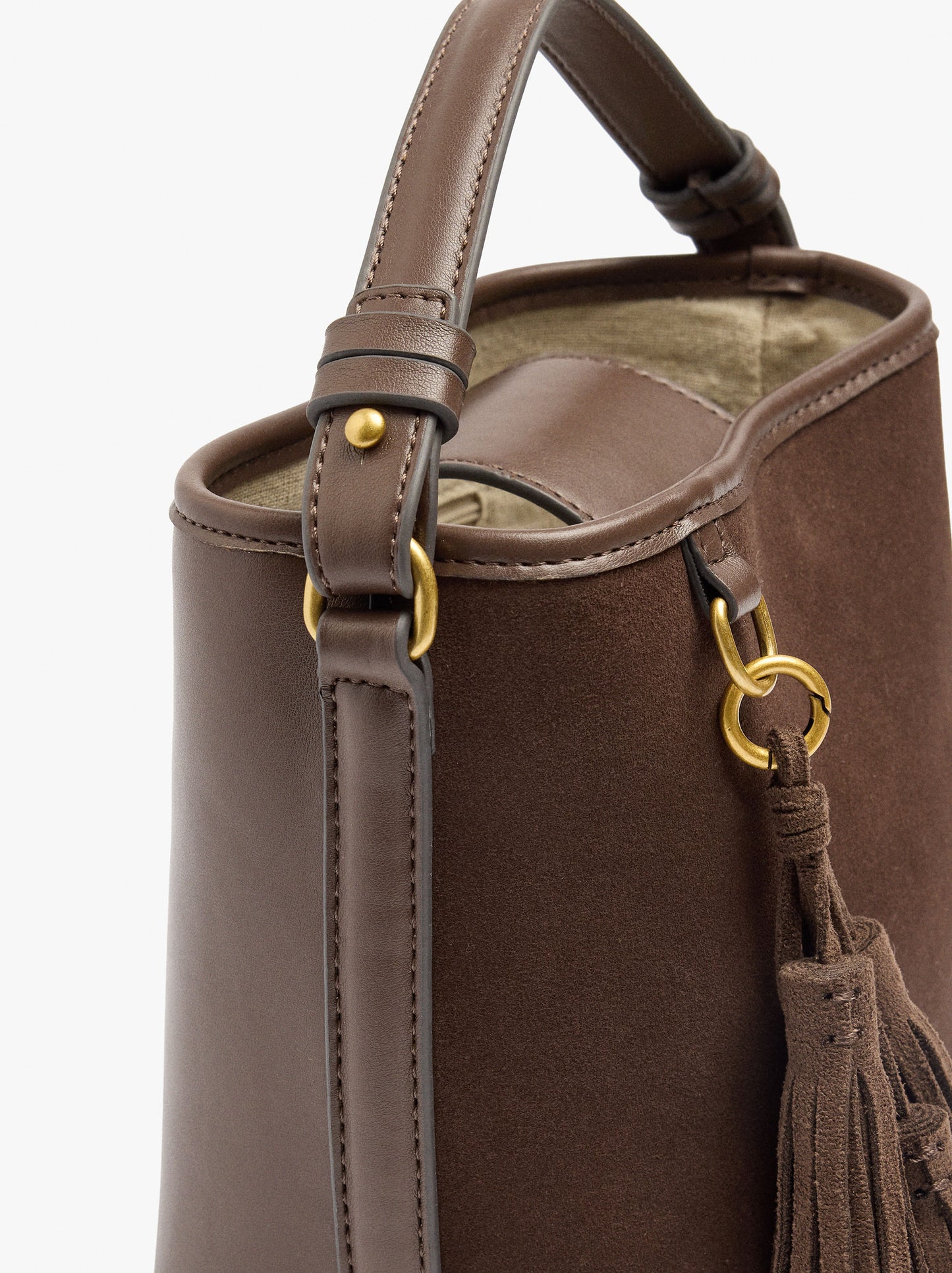 Bucket Bag With Leather Details With Pendant
