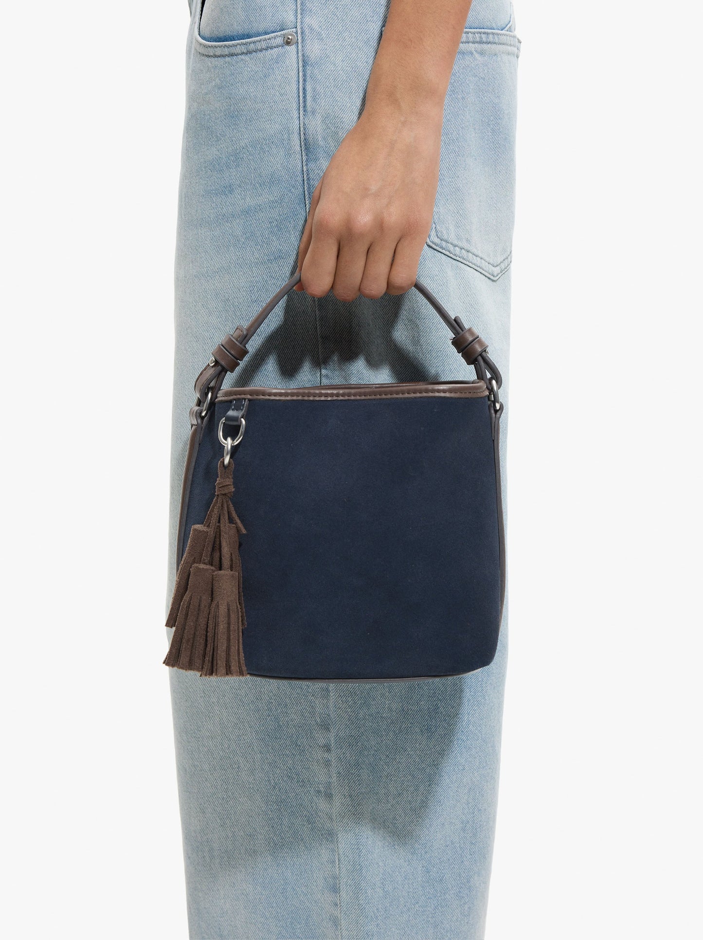 Bucket Bag With Leather Details With Pendant