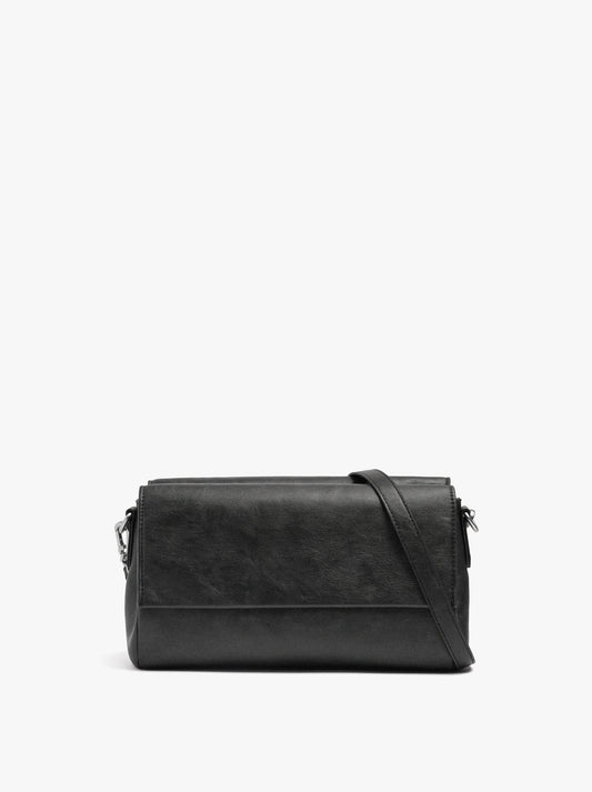 Crossbody Bag With Double Flap With Cracked Effect
