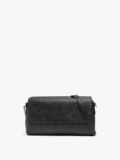 Crossbody Bag With Double Flap With Cracked Effect