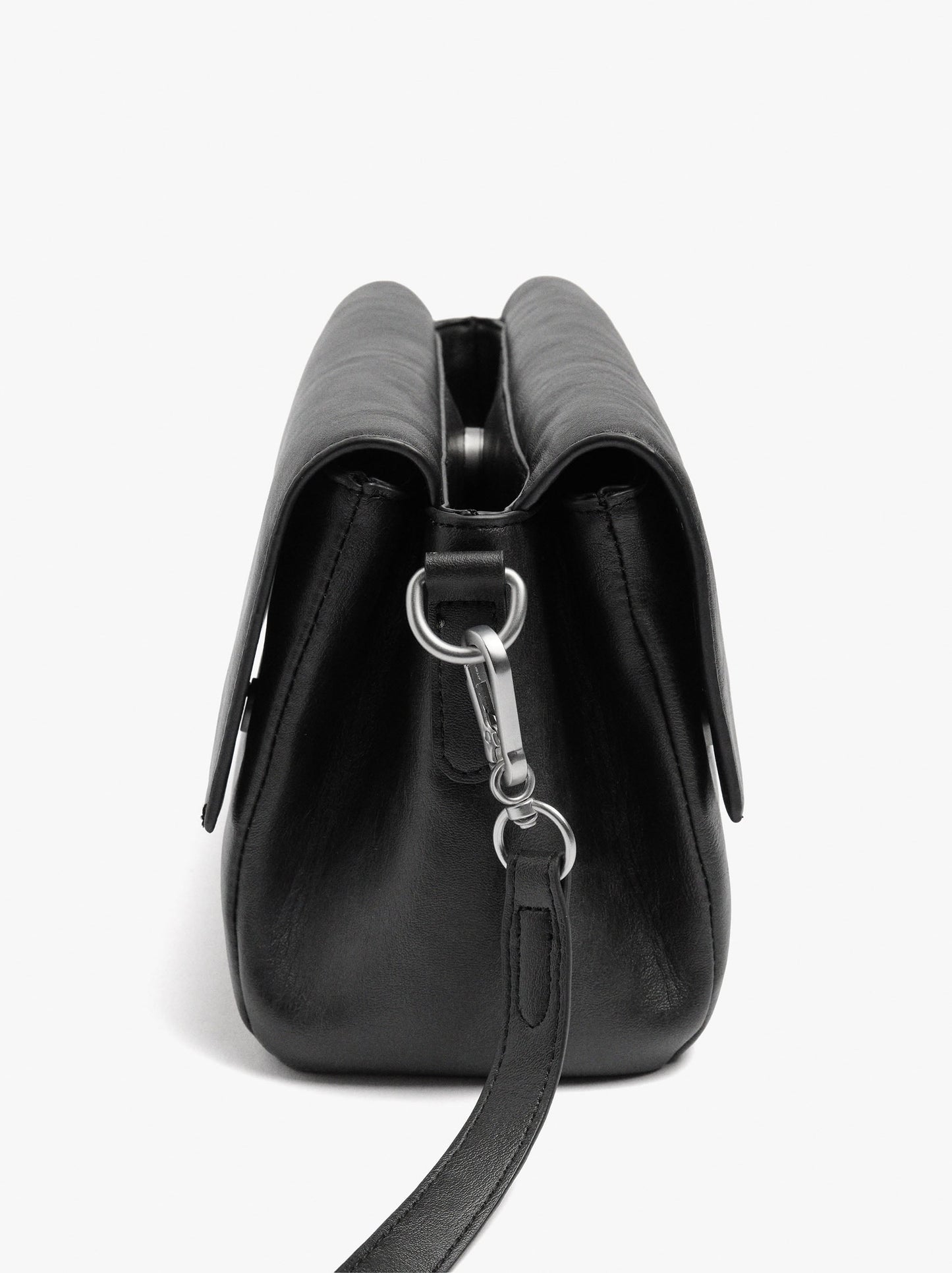 Crossbody Bag With Double Flap With Cracked Effect