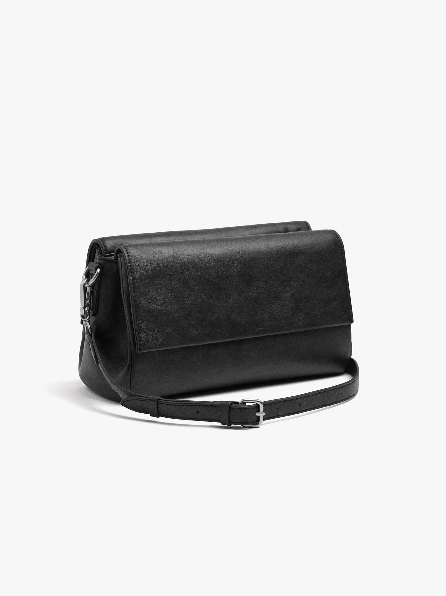 Crossbody Bag With Double Flap With Cracked Effect