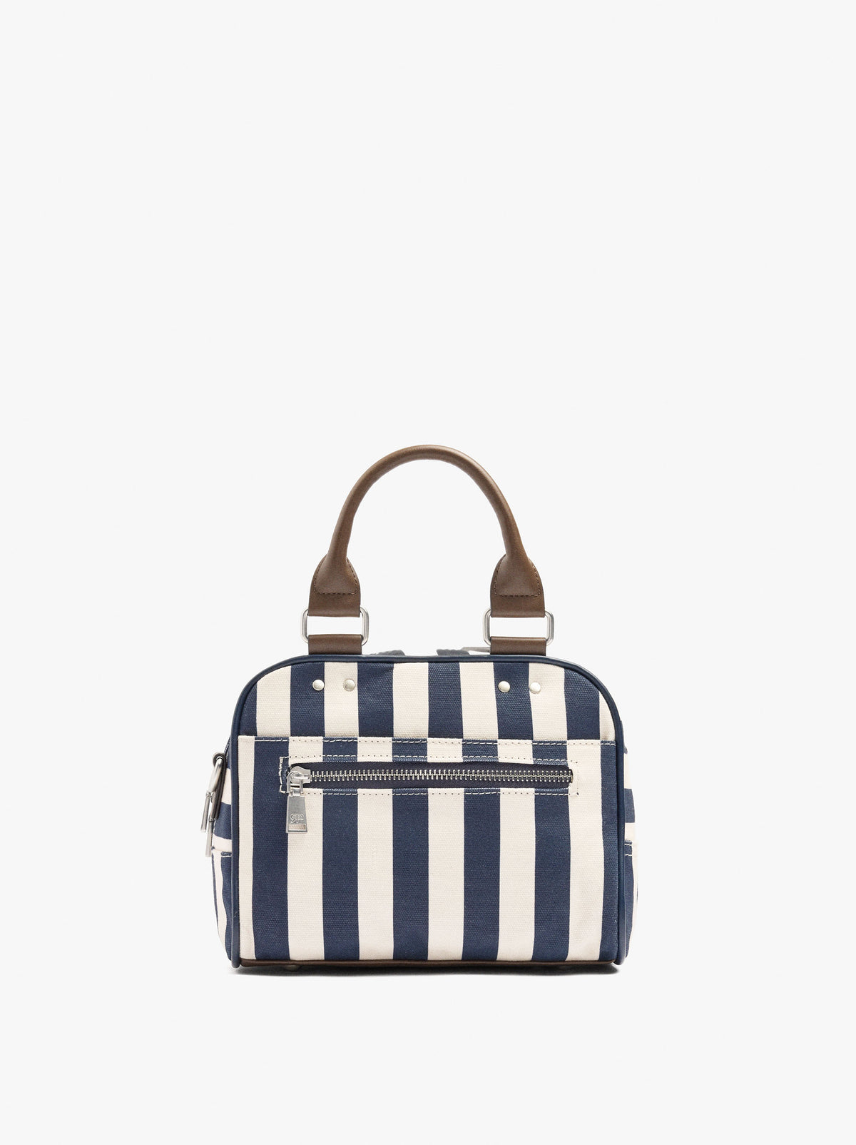 Striped Bowling Bag With Crossbody Bag