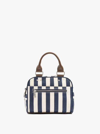 Striped Bowling Bag With Crossbody Bag