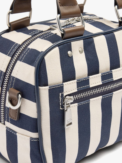 Striped Bowling Bag With Crossbody Bag
