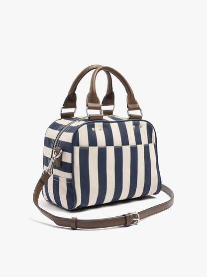 Striped Bowling Bag With Crossbody Bag